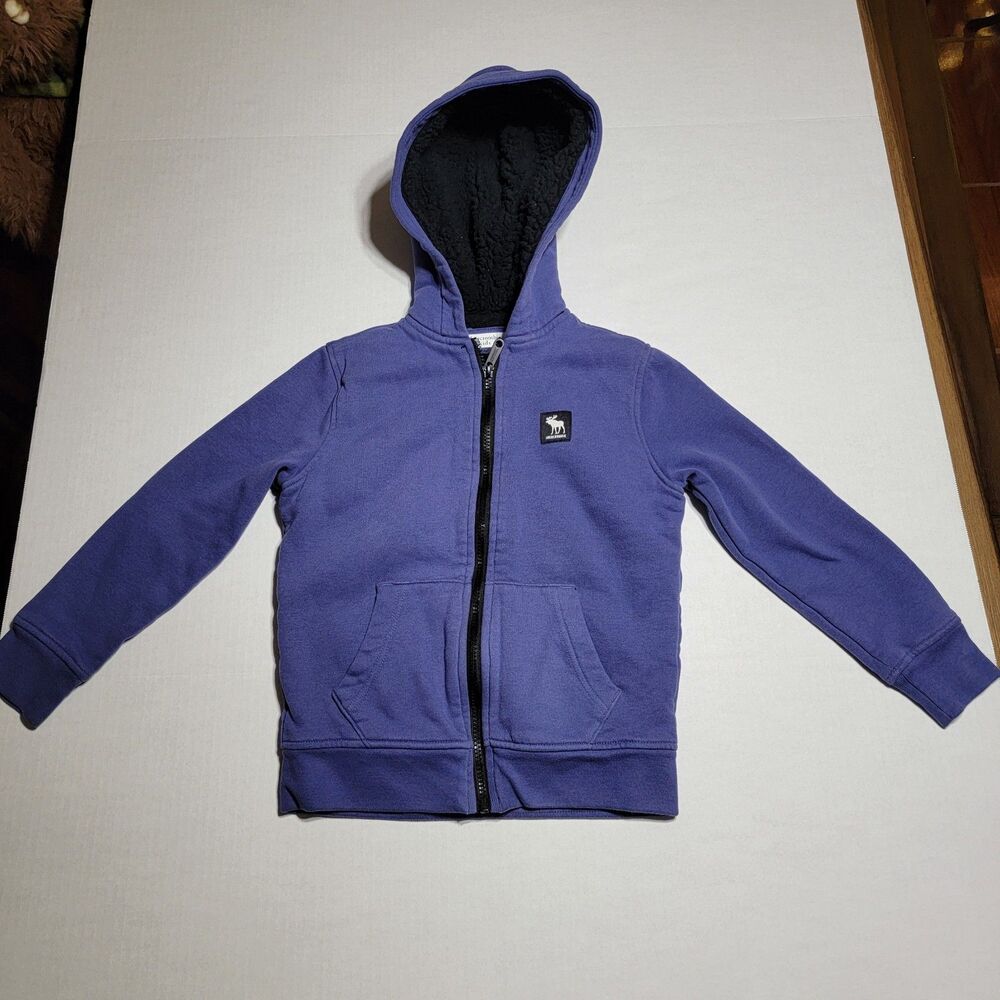 Abercrombie Kids Sherpa Lined Hoodie Coat Purple - Size 7/8